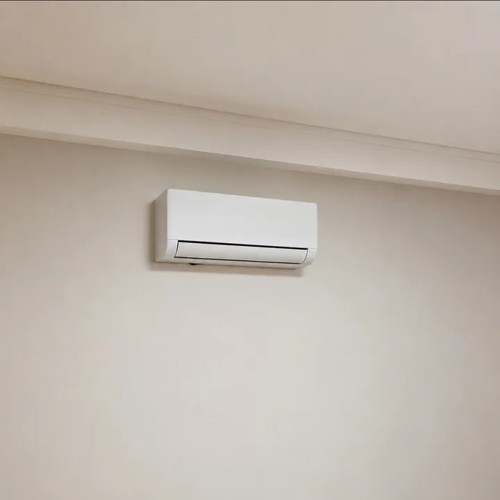 Evaporadora instalada em parede clara de quarto